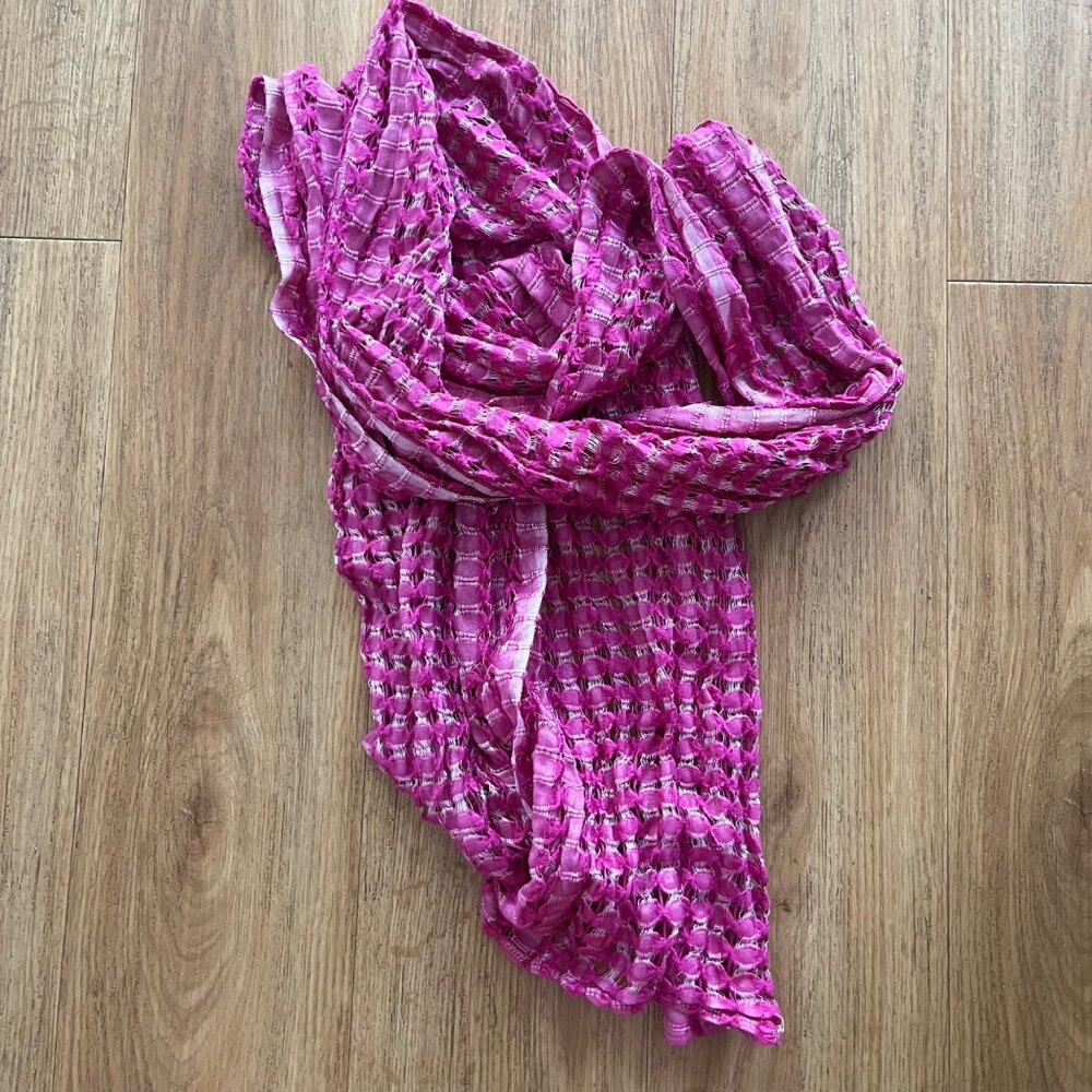 Powder Lace Open Knit Light Wrap Scarf Magenta Purple One Size